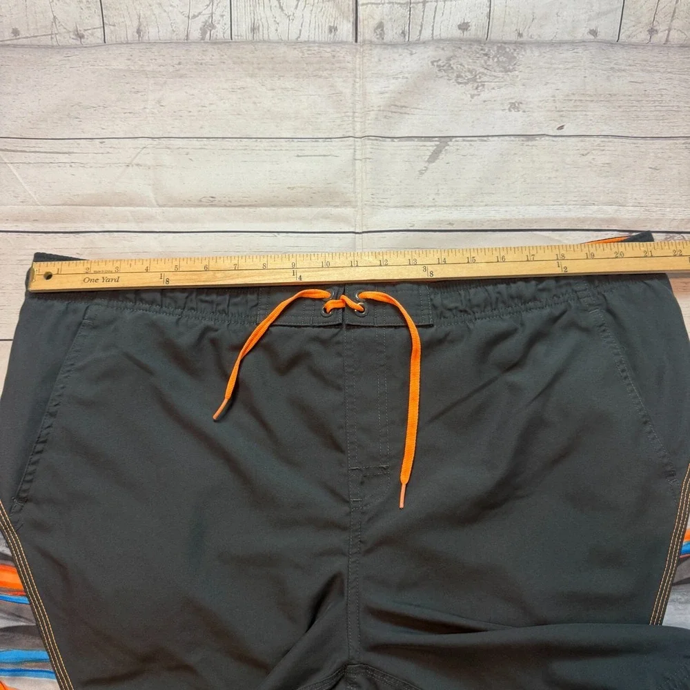 Nike Swim Trunks Fade Stripe Volley Black Orange‎ Swimsuit Shorts Men's Size 2XL